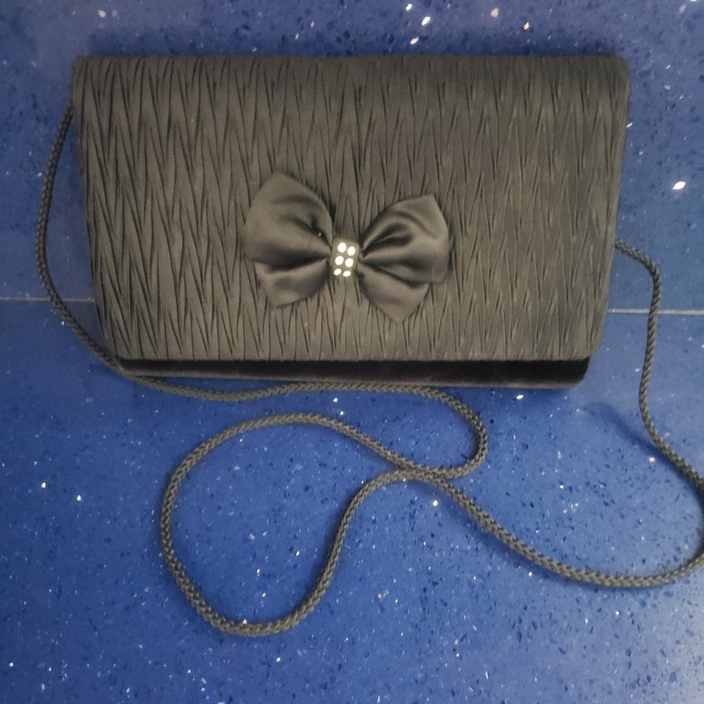 Black velvet evening bag